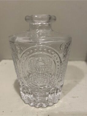 Clear Pressed Glass Decorative Bud Vase Or Bottle 4”